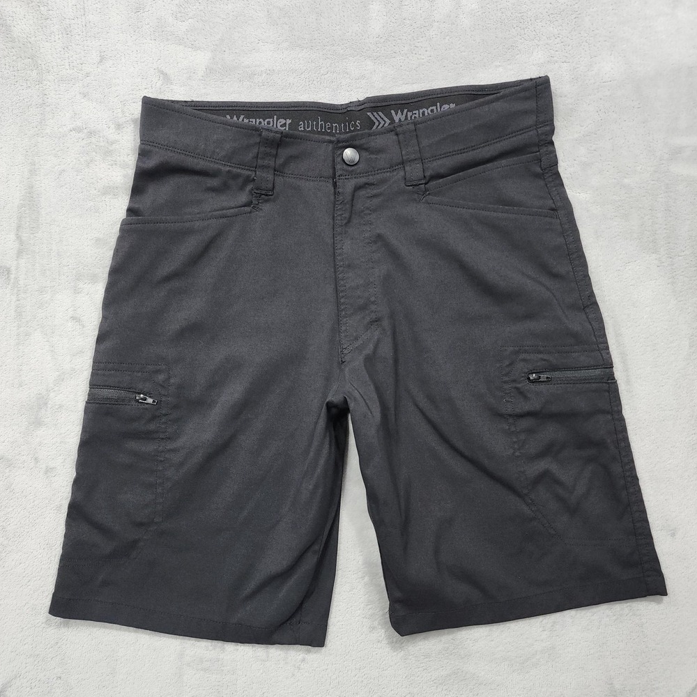 Wrangler Shorts Mens 32 Black Nylon Stretch Cargo Microfiber Utility Outdoor